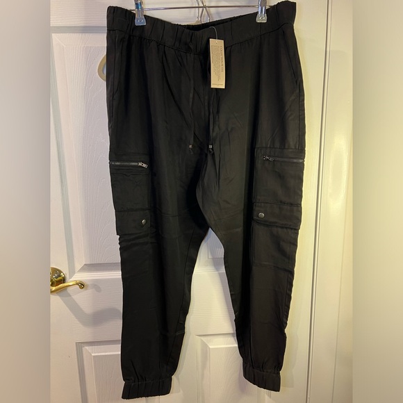 NWT Banana Republic Black TENCIL Cargo Joggers - L Petite - Picture 6 of 11